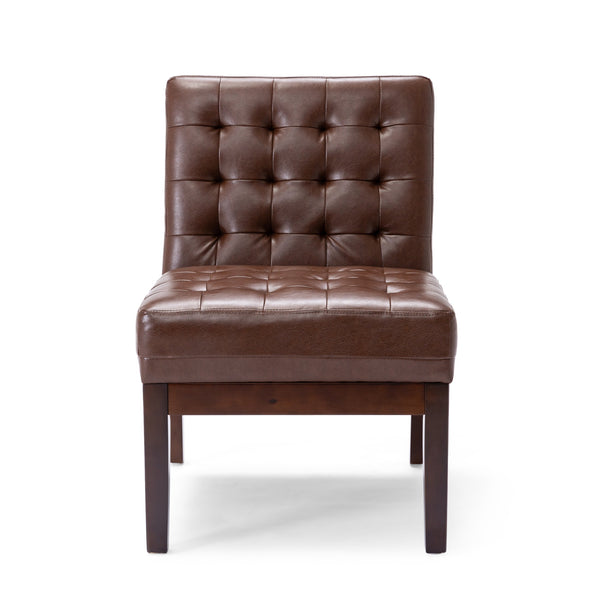 English Elm Accent Chair Waffle Tufted Upholstery Rubberwood Legs Contemporary Living Room Seat 70753.00