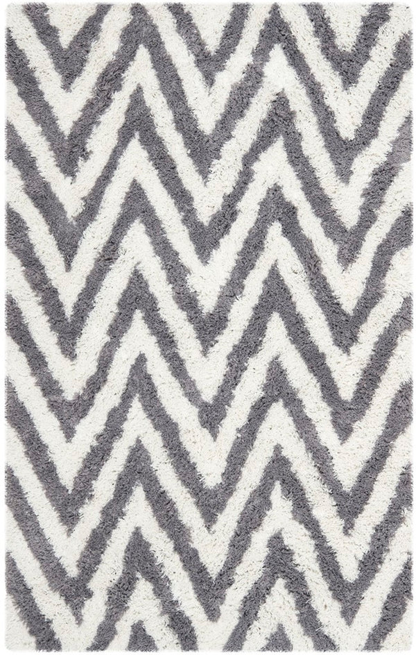 Safavieh Chevron Shag SG250 Hand Tufted  Rug Ivory / Grey SG250C-26