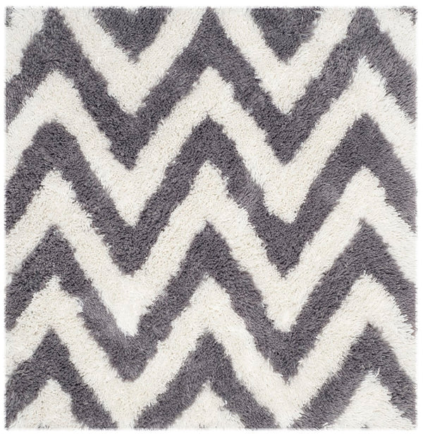 Safavieh Chevron Shag SG250 Hand Tufted  Rug Ivory / Grey SG250C-26