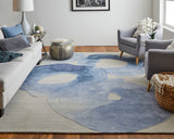 Feizy Rugs Anya Wool/Viscose Hand Tufted Industrial Rug Blue/Ivory 8' x 10'