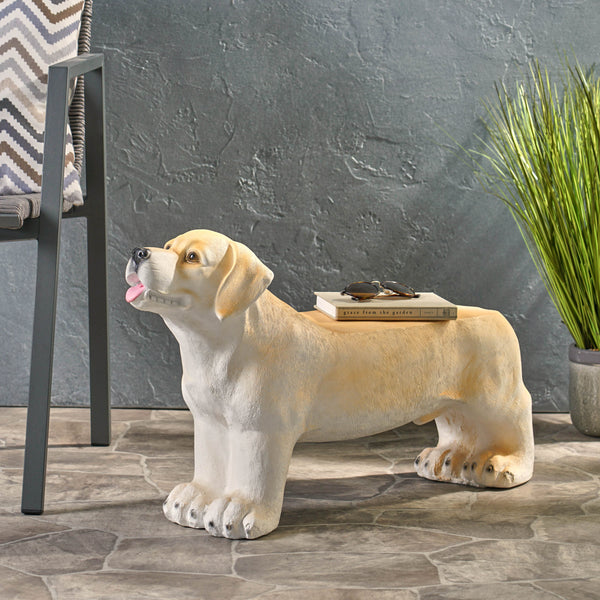 English Elm Christopher Knight Home® - MGO Labrador Dog Bench Outdoor Light Brown Lightweight Concrete Patio Seat No Assembly Required 72986.00