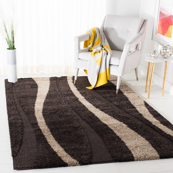 Safavieh Willow Shag SG451 Power Loomed Shag Rug Dark Brown / Beige SG451-2813-25