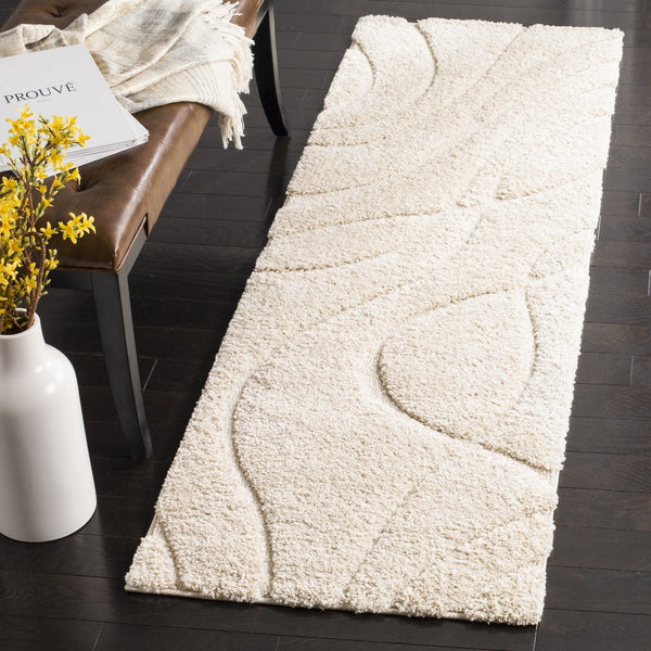 Safavieh Florida Shag 471 Power Loomed Shag Rug Creme / Creme SG471-1111-221