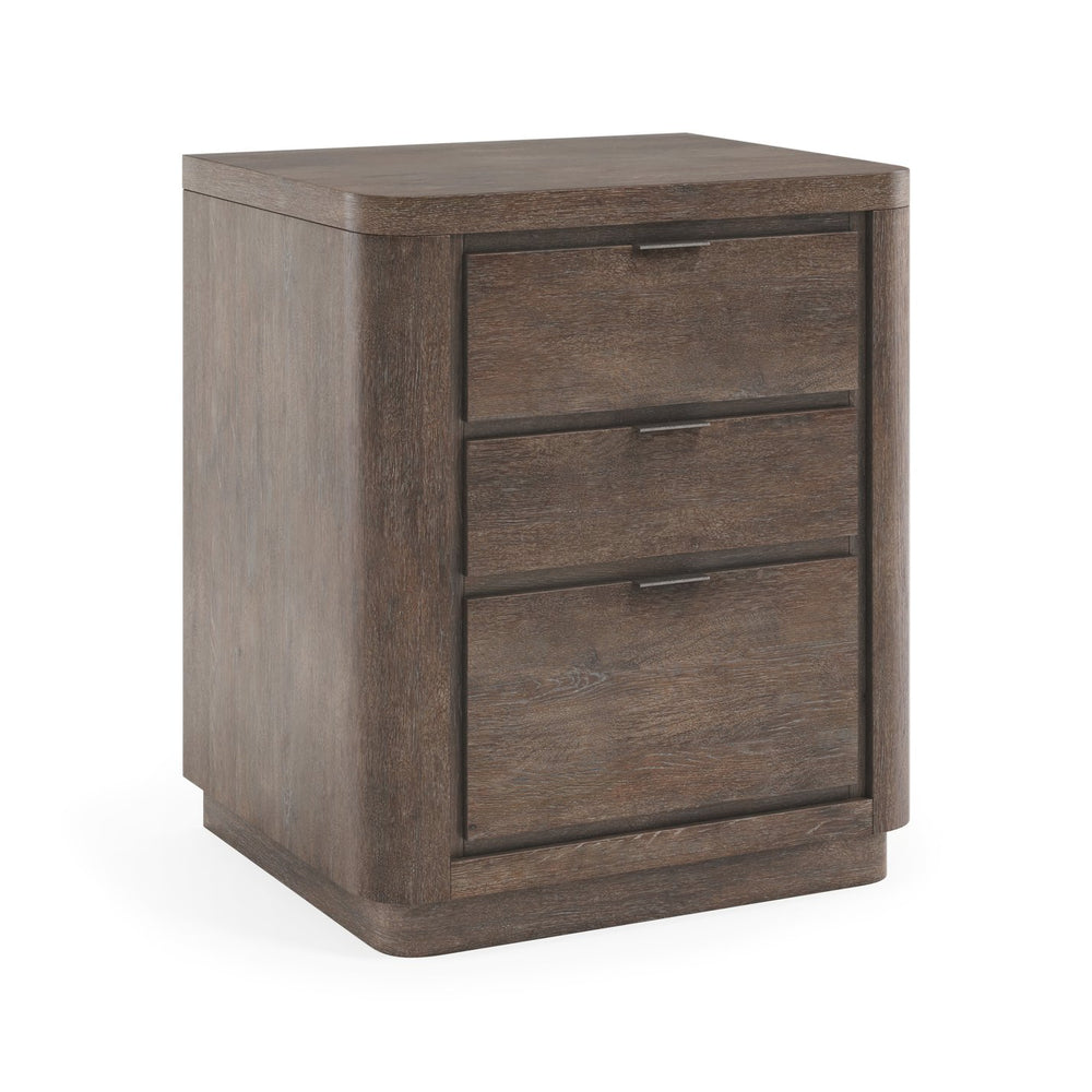 Bernhardt Bernhardt Outline Nightstand With Soft-Close Drawers, Wire-Brushed Oak, Usb Charging, Modern Casual Design 360228