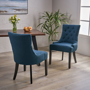 English Elm Cheney Tufted Upholstered Dining Chair Set with Solid Wood Legs for Modern Rooms 54181.00FNBLU