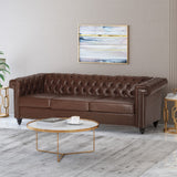 Christopher Knight Home® - Noble House - Parkhurst Tufted Chesterfield Faux Leather 3 Seater Sofa