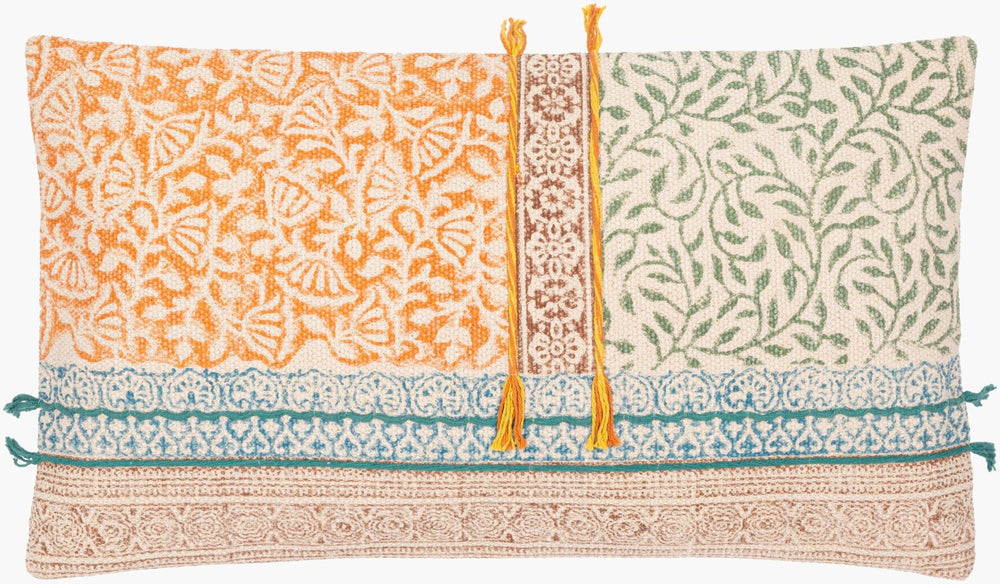 Livabliss Sanga Bohemian Lumbar Pillow Cotton Viscose Blend Handcrafted Global Textile Pattern SGA001-1422P