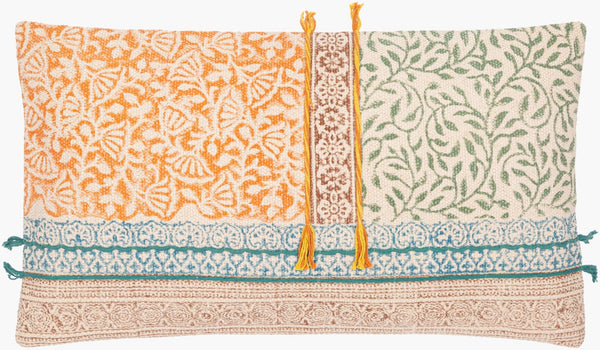 Livabliss Sanga Bohemian Lumbar Pillow Cotton Viscose Blend Handcrafted Global Textile Pattern SGA001-1422P