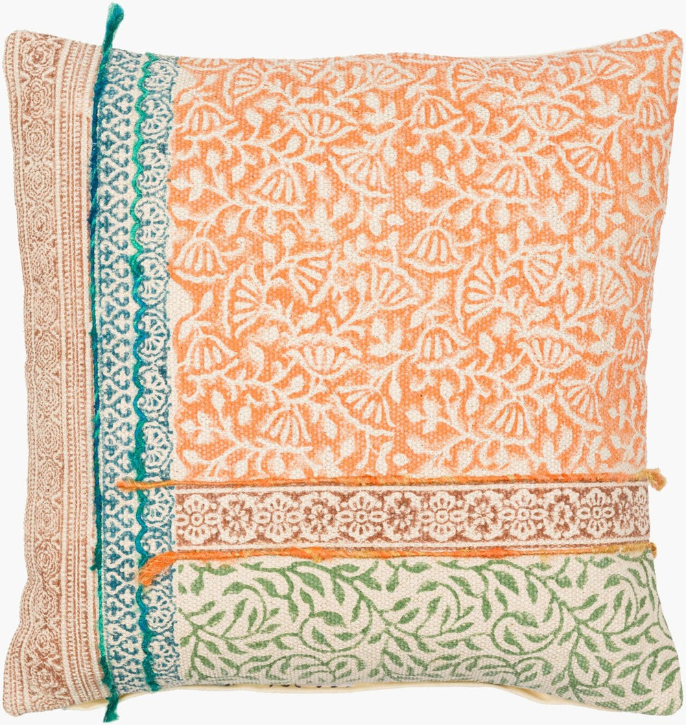 Livabliss Sanga Bohemian Throw Pillow Handcrafted Cotton Blend with Global Textile Artisan Detail SGA001-1818D