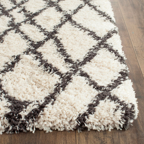 Safavieh Belize Shag 484 Power loomed Shag & Flokati Rug Ivory / Charcoal SGB484B-3