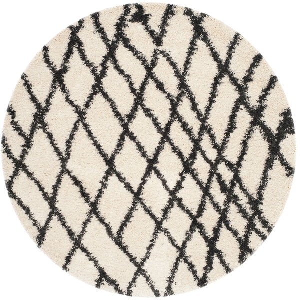 Safavieh Belize Shag 484 Power loomed Shag & Flokati Rug Ivory / Charcoal SGB484B-3