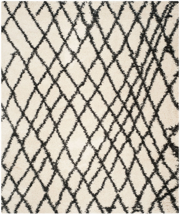 Safavieh Belize Shag 484 Power loomed Shag & Flokati Rug Ivory / Charcoal SGB484B-3