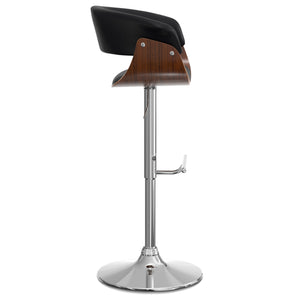 English Elm Sheldon Adjustable Swivel Bar Stool in Black Vegan Leather – Mid-Century Gas Lift, Chrome Base, 35.75-44"H B136P159601