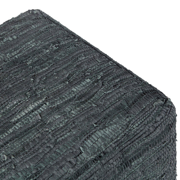 English Elm Fredrik Handcrafted Square Pouf In Dark Grey Leather - Versatile Seating & Stylish Accent For Any Room B136P159288