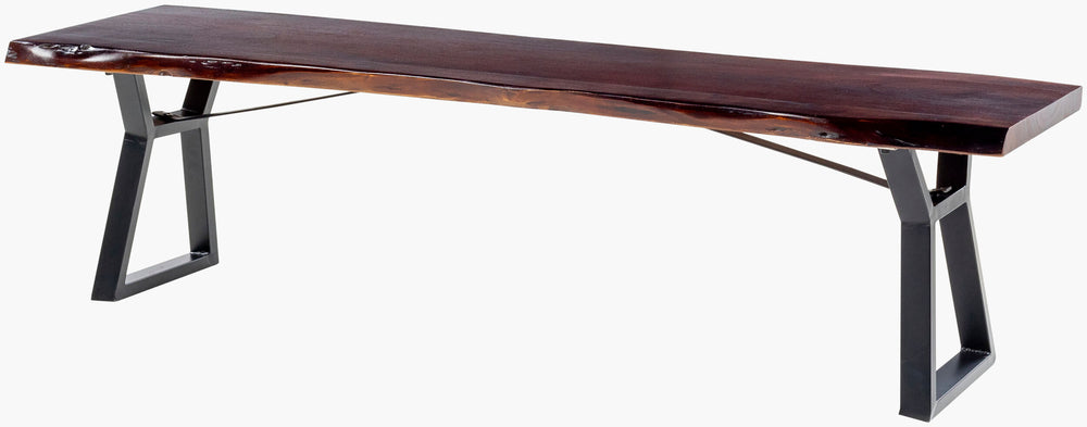 Surya Stavanger Modern 18"H X 70"W X 17"D Dining Bench - Handcrafted Wood & Metal Furniture For Any Room Top, Brown,Base, Black Acacia,Iron Sgg-002