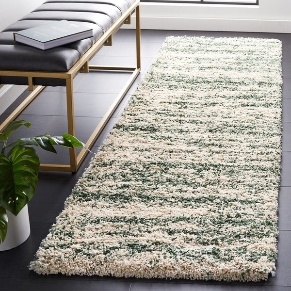 Safavieh Hudson Shag 206 Power Loomed Shag Rug Ivory / Green SGH206Y-5SQ