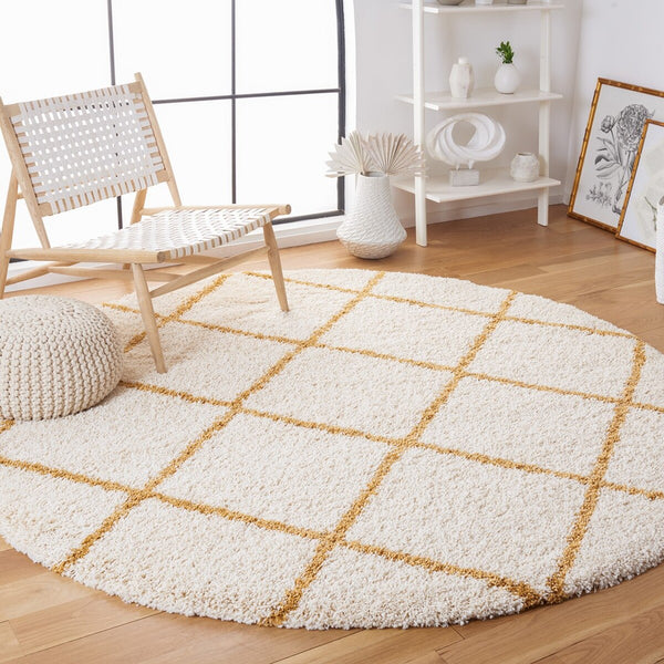 Safavieh Hudson Shag 281 Power Loomed Shag Rug Ivory / Gold SGH281E-2