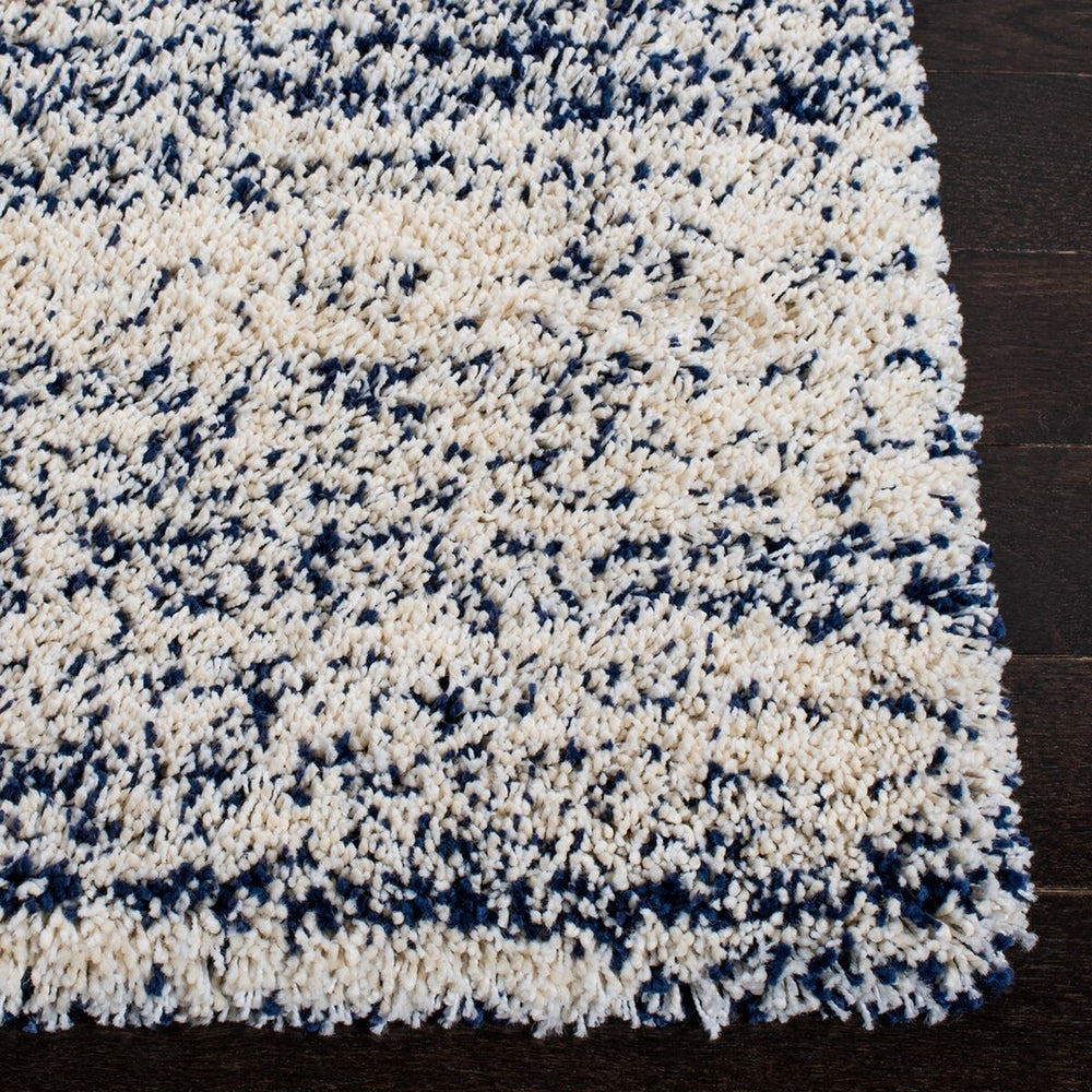 Safavieh Hudson Shag 295 Power Loomed Shag Rug Ivory / Navy 8' x 8' Square