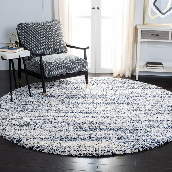 Safavieh Hudson Shag 295 Power Loomed Shag Rug Ivory / Navy 8' x 8' Square