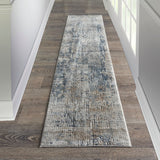 Nourison Concerto CNC02 Machine Made Power-loomed Borderless Design Indoor Only Contemporary Rustic Rug Blue Beige, Blue Beige 80% Polypropylene,20% Polyester 99446748751