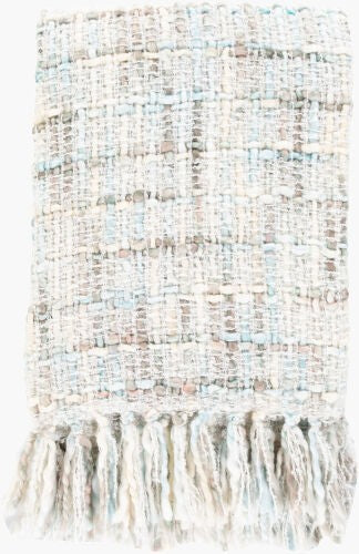 Surya Saugatuck Hand-woven Throw Blanket - 50"W X 60"L Cozy Coastal Decor With Elegant Fringe Design Yellow Acrylic,Polyester,Acrylic,Polyester Sgk1000-5060