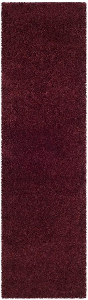 Safavieh Laguna Shag 303 Power Loomed Shag & Flokati Rug Maroon 2'-3" x 10'