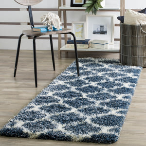Safavieh Montreal Shag 832 Power Loomed Shag & Flokati Rug Blue / Ivory SGM832A-3