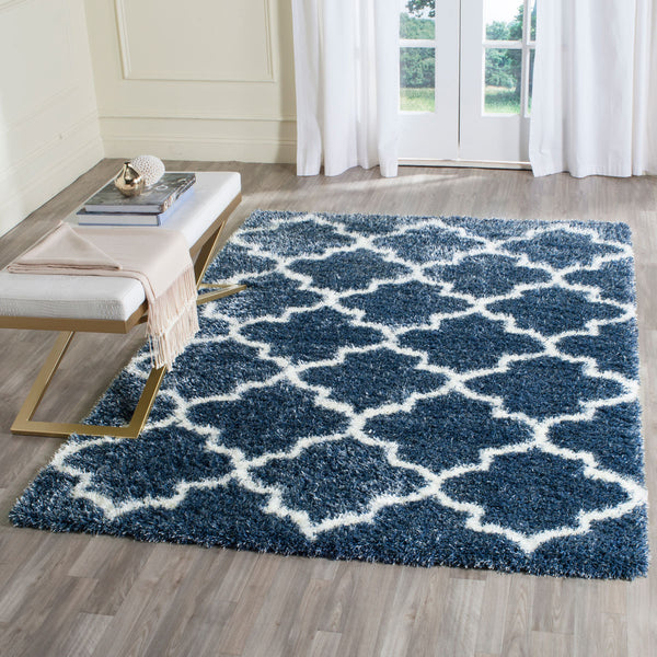 Safavieh Montreal Shag 832 Power Loomed Shag & Flokati Rug Blue / Ivory SGM832A-3