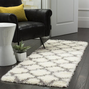 Safavieh Montreal Shag 832 Power Loomed Shag & Flokati Rug Ivory / Grey SGM832B-3