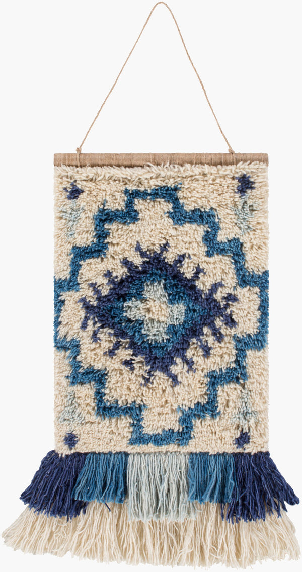 Surya Santiago 24"H X 22"W Elegant Global-inspired Wall Hanging – Durable, Charming Decor For Your Home Blue Wool,Plastic Sgo1001-2317