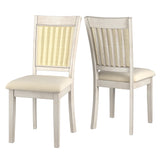 Homelegance By Top-Line Delroy Cane Accent Slat Back Dining Chairs (Set of 2) White Rubberwood