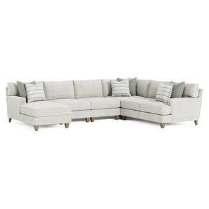 Bernhardt Bernhardt Mila 5-Piece Sectional With Right-Facing Chaise, Natural Fabric, Deep Seating Comfort And Sleek Tapered Legs - Made to Order Beige 107" W x 137" D x 33.5" H K1981