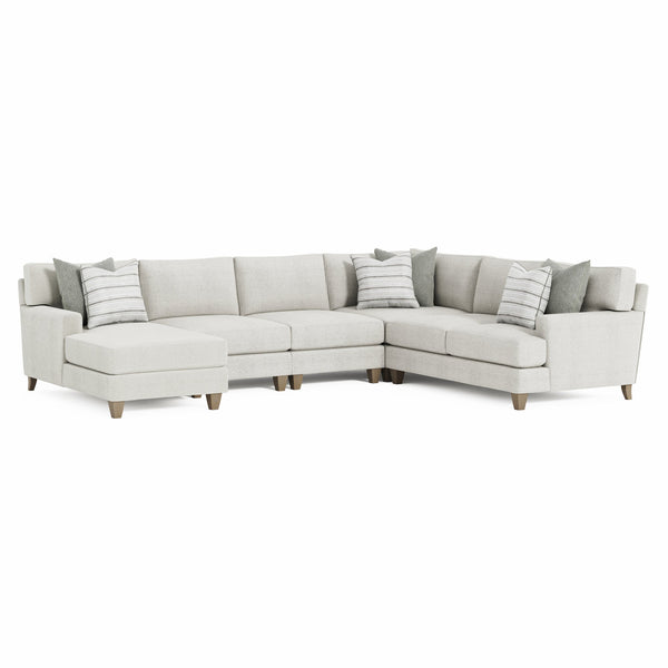 Bernhardt Bernhardt Mila 5-Piece Sectional With Right-Facing Chaise, Natural Fabric, Deep Seating Comfort And Sleek Tapered Legs - Made to Order Beige 107" W x 137" D x 33.5" H K1981