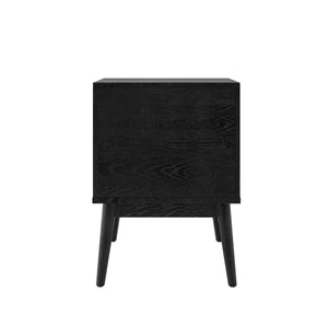 English Elm Christopher Knight Home® - DISA Mid-Century 1-Drawer Nightstand in Black Faux Wood with Splayed Legs, Silver Pull, Compact Storage 71156.00BLK