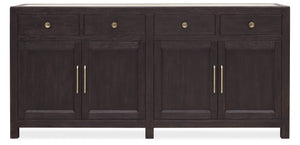 Hooker Furniture Driftwood Buffet With Inset Natural Stone Top, Rustic Buckboard Finish, Soft-Close Drawers & Doors Blacks 6820-75901-99