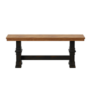 Homelegance By Top-Line Juliette Two-Tone Trestle Leg Wood Dining Bench Black Rubberwood