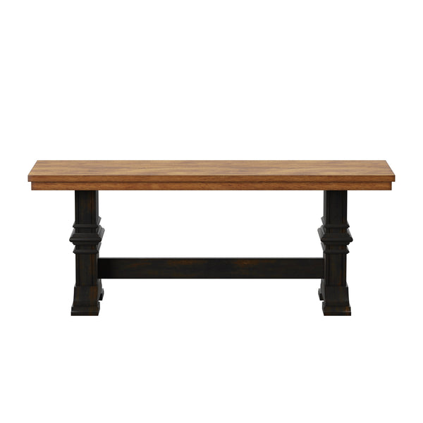Homelegance By Top-Line Juliette Two-Tone Trestle Leg Wood Dining Bench Black Rubberwood