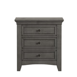 Homelegance By Top-Line Macie 3-Drawer Wood Modular Storage Nightstand with Charging Station Grey Wood