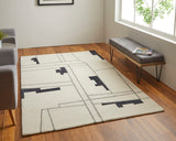 Feizy Rugs Maguire Wool/Nylon Hand Tufted Industrial Rug Ivory/Gray/Taupe 8' x 10'