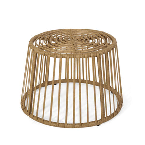 English Elm Christopher Knight Home® - ELAINE Rattan Side Table Light Brown – Boho Outdoor Wicker Cage Accent Table, Durable Polyethylene Finish 71843.00LBRN
