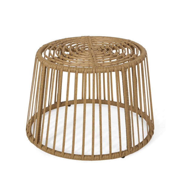 English Elm Christopher Knight Home® - ELAINE Rattan Side Table Light Brown – Boho Outdoor Wicker Cage Accent Table, Durable Polyethylene Finish 71843.00LBRN