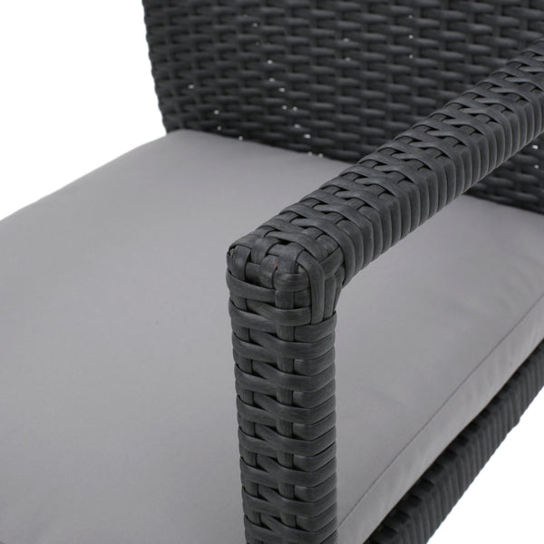 English Elm Christopher Knight Home® - CORSICA Wicker KD Dining Chair with Water-Resistant Removable Cushion — Stylish Outdoor Seating for Patios Grey 37.5 L x 21.5 W x 10.25 H 56424.00GRY