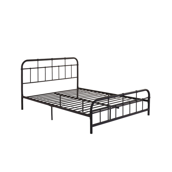 English Elm Queen Iron Platform Bed Pipe Style Frame No Box Spring Needed Industrial Loft Bedroom Copper 64072.00HMCOP-Q