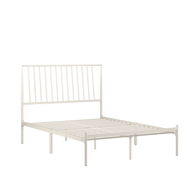 Homelegance By Top-Line Dante Metal Platform Bed with Curved Metal Headboard White Metal