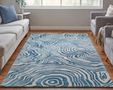 Feizy Rugs Lorrain Wool Hand Tufted Bohemian & Eclectic Rug Blue/Ivory 5' x 8'