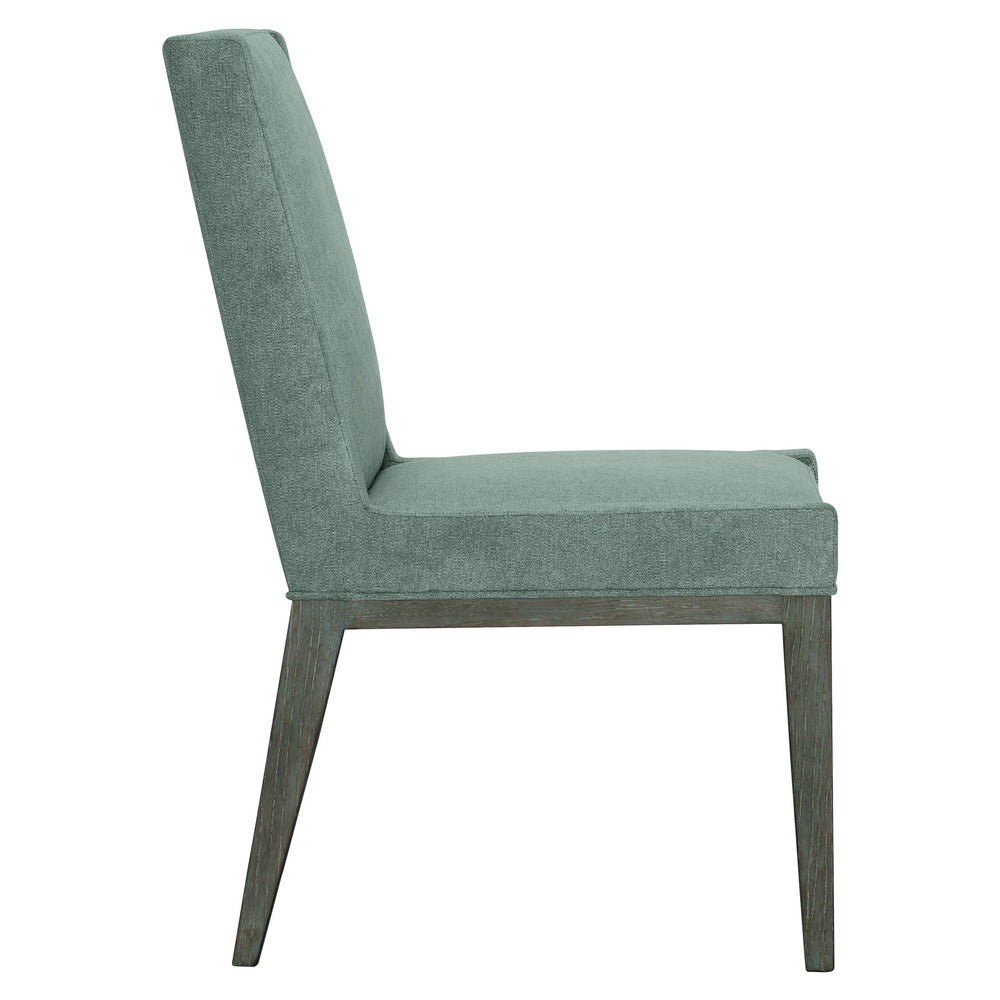 Bernhardt Bernhardt Rustic Modern Linea Side Chair In Cerused Charcoal Ash With Soft Gray Full Upholstery 384547B