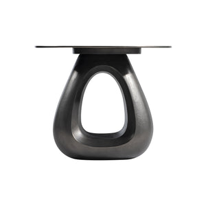 Bernhardt Bernhardt Sculptural Ursa Side Table — Black Nickel Cast Aluminum Teardrop Base, Durable 22"X18" 328405