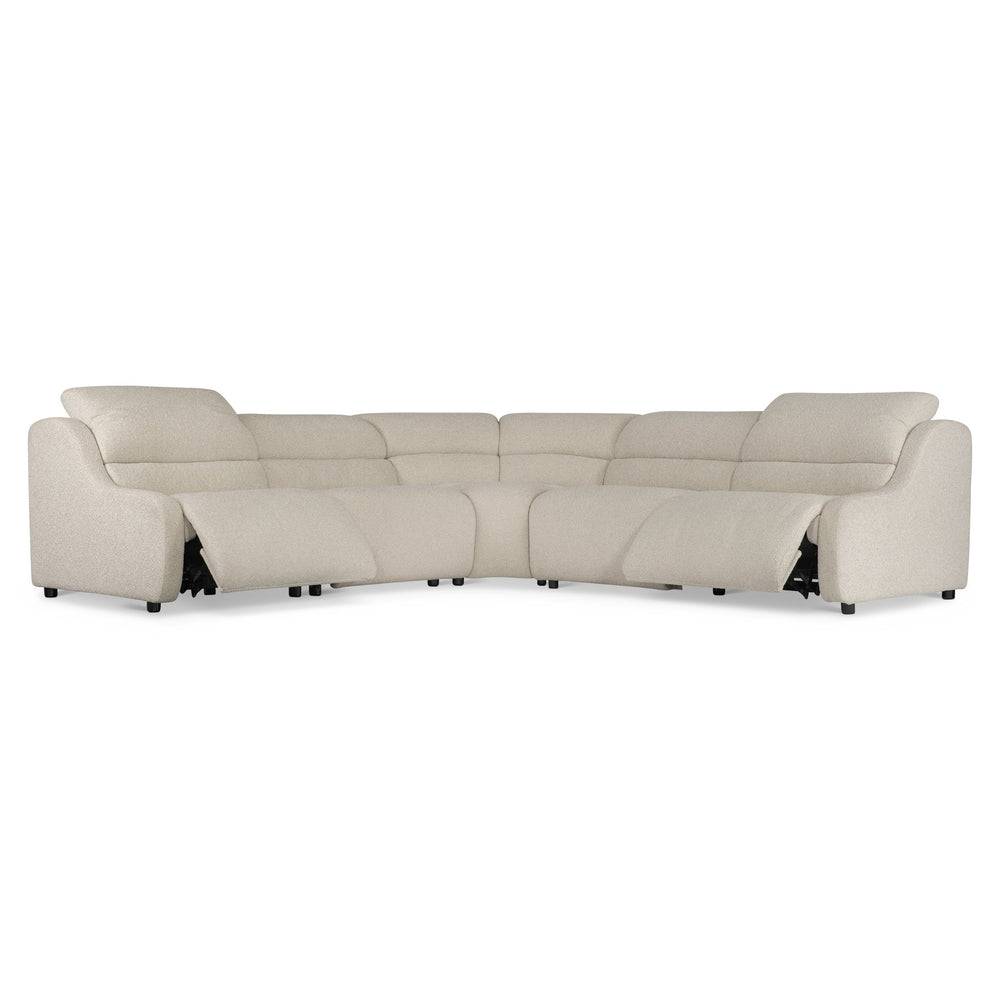 Bernhardt Bernhardt Gio Power Motion Sectional With Channeled Upholstery, Adjustable Headrests, Modern Sculpted Design And Modular Versatility Cream 121" W x 121" D x 33" H K2181