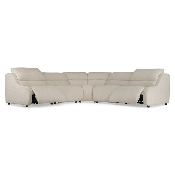 Bernhardt Bernhardt Gio Power Motion Sectional With Channeled Upholstery, Adjustable Headrests, Modern Sculpted Design And Modular Versatility Cream 121" W x 121" D x 33" H K2181