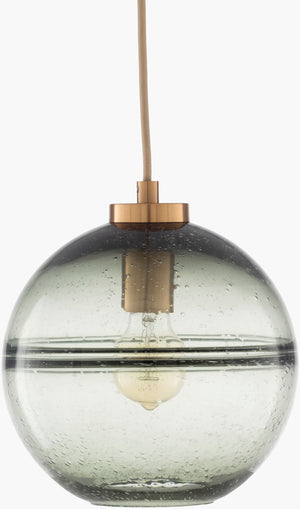 Surya Shailee Modern 10"L X 10"W X 11"H Pendant Light - Handcrafted Glass & Metal For Stylish Decor Fixture, Gray Glass,Iron Sha-001